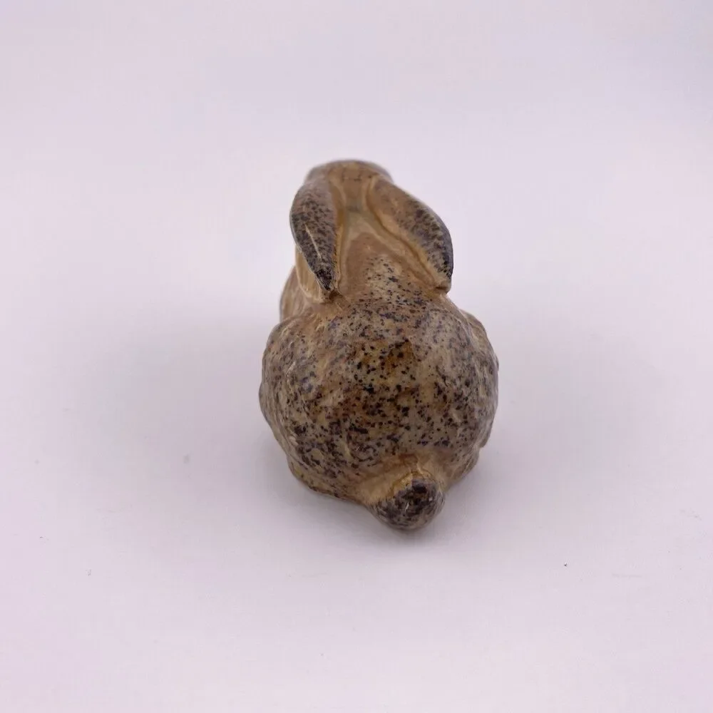 Miniature Brown Speckled Bunny Rabbit Figurine Otagiri OMC Japan Vintage Ceramic
